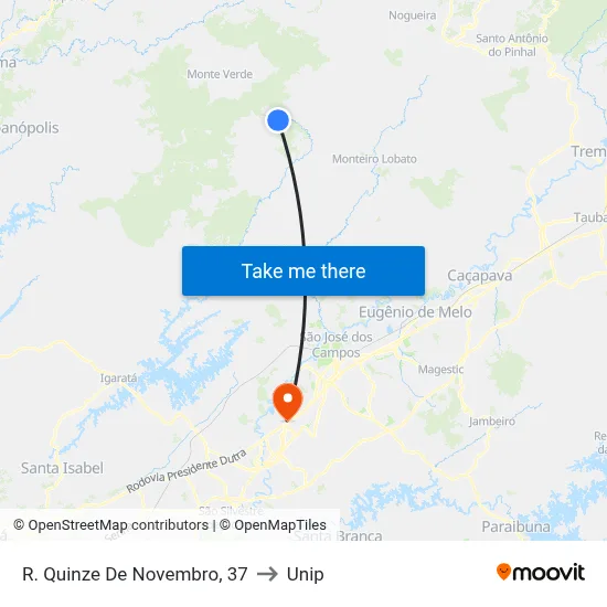 R. Quinze De Novembro, 37 to Unip map