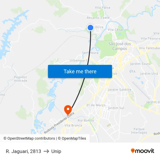 R. Jaguari, 2813 to Unip map