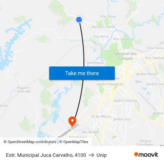 Estr. Municipal Juca Carvalho, 4100 to Unip map