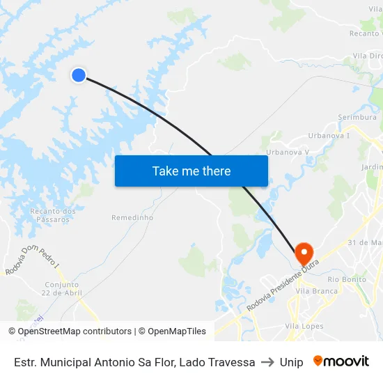 Estr. Municipal Antonio Sa Flor, Lado Travessa to Unip map