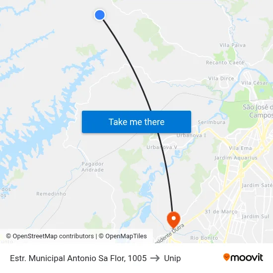 Estr. Municipal Antonio Sa Flor, 1005 to Unip map