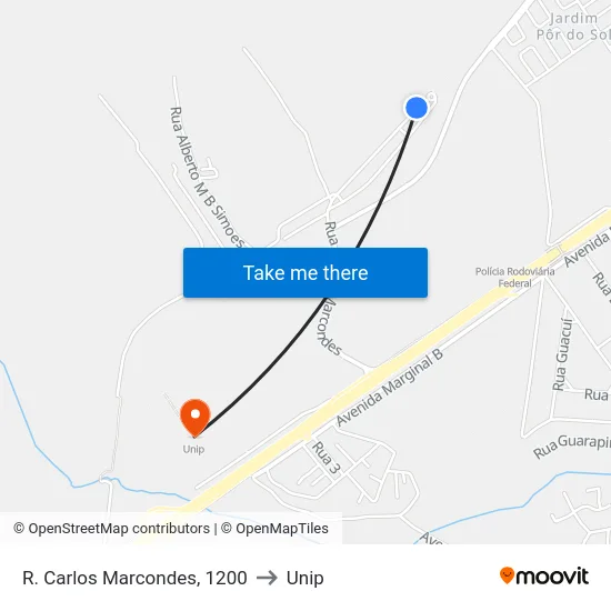 R. Carlos Marcondes, 1200 to Unip map