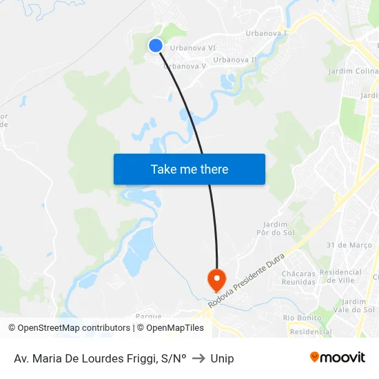 Av. Maria De Lourdes Friggi, S/Nº to Unip map
