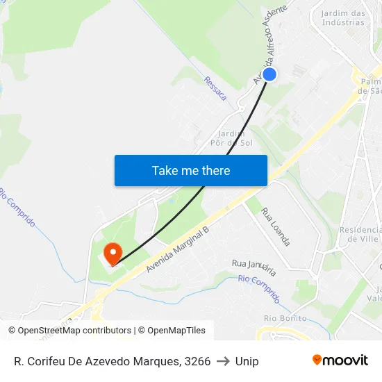 R. Corifeu De Azevedo Marques, 3266 to Unip map