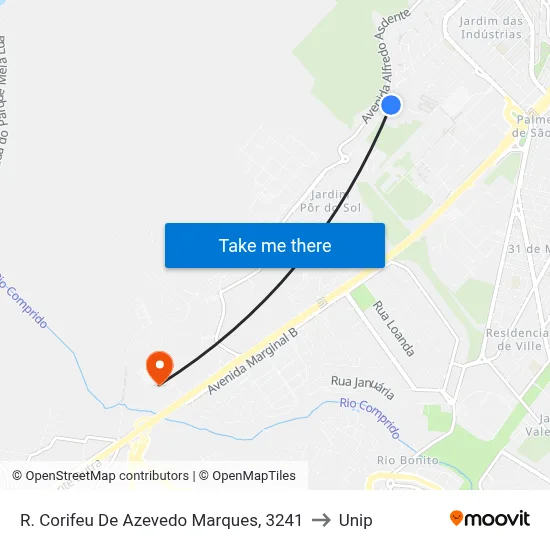 R. Corifeu De Azevedo Marques, 3241 to Unip map