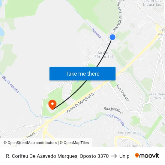 R. Corifeu De Azevedo Marques, Oposto 3370 to Unip map