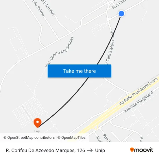 R. Corifeu De Azevedo Marques, 126 to Unip map