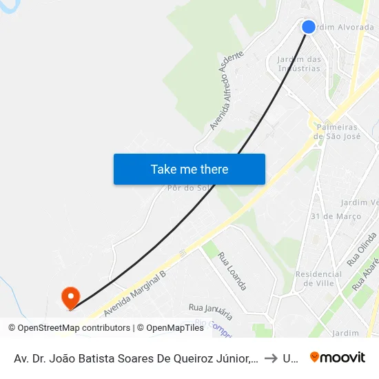 Av. Dr. João Batista Soares De Queiroz Júnior, 1142 to Unip map