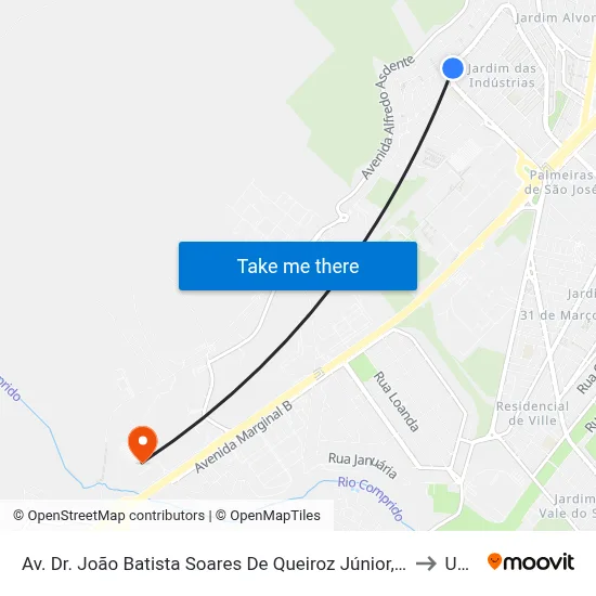 Av. Dr. João Batista Soares De Queiroz Júnior, 2047 to Unip map