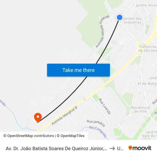 Av. Dr. João Batista Soares De Queiroz Júnior, 1950 to Unip map