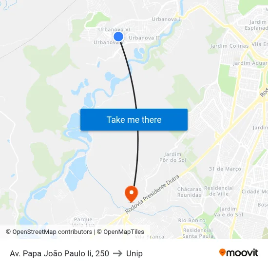 Av. Papa João Paulo Ii, 250 to Unip map