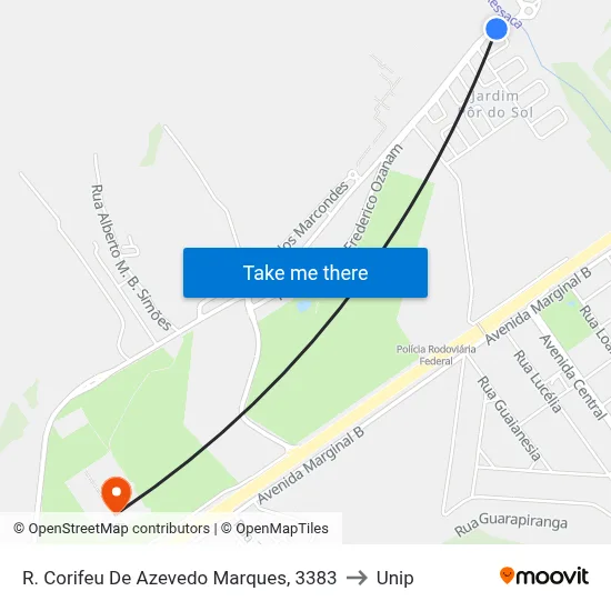 R. Corifeu De Azevedo Marques, 3383 to Unip map