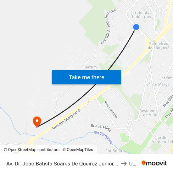 Av. Dr. João Batista Soares De Queiroz Júnior, 2420 to Unip map