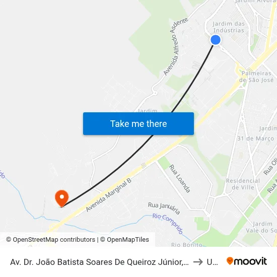 Av. Dr. João Batista Soares De Queiroz Júnior, 2311 to Unip map