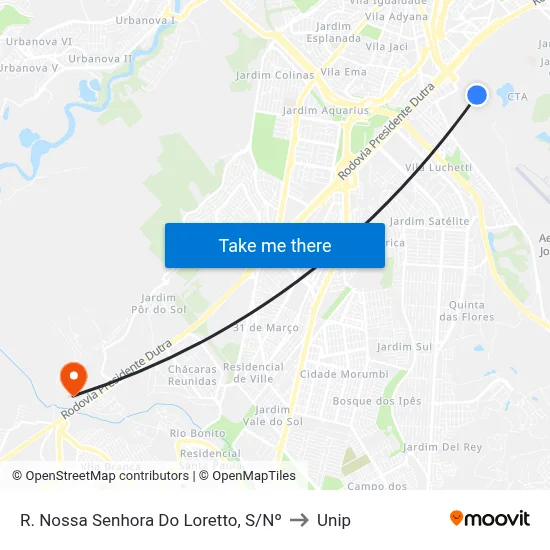 R. Nossa Senhora Do Loretto, S/Nº to Unip map