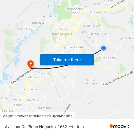 Av. Isaur De Pinho Nogueira, 1682 to Unip map