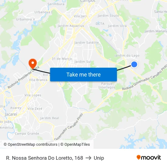 R. Nossa Senhora Do Loretto, 168 to Unip map