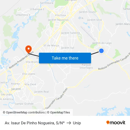 Av. Isaur De Pinho Nogueira, S/Nº to Unip map