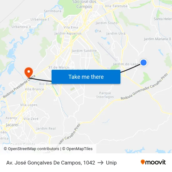 Av. José Gonçalves De Campos, 1042 to Unip map