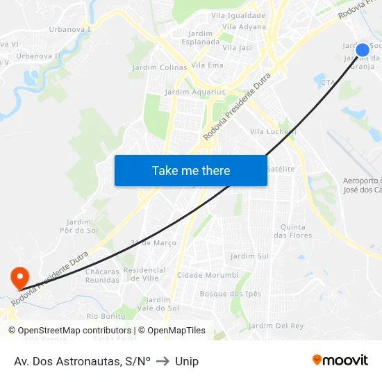 Av. Dos Astronautas, S/Nº to Unip map