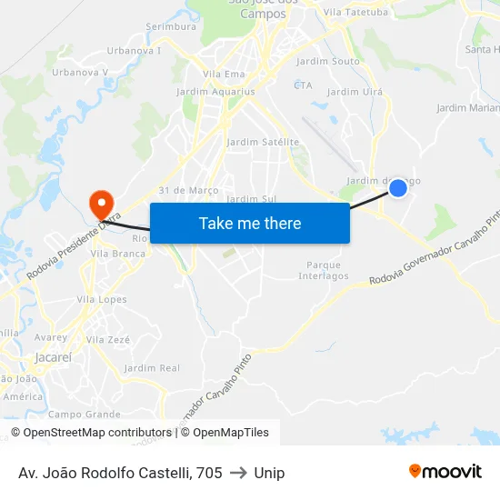 Av. João Rodolfo Castelli, 705 to Unip map