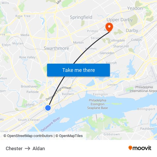 Chester to Aldan map