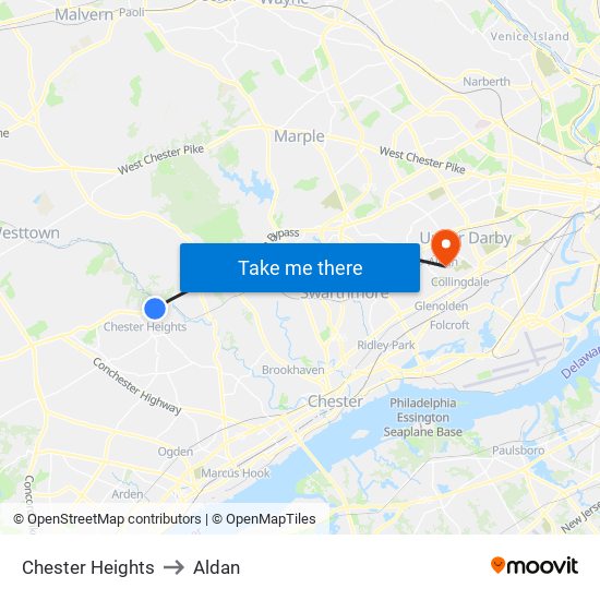 Chester Heights to Aldan map