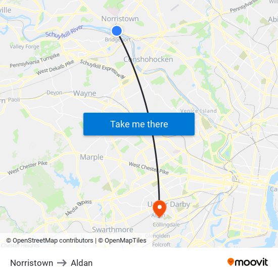Norristown to Aldan map