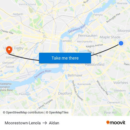 Moorestown-Lenola to Aldan map