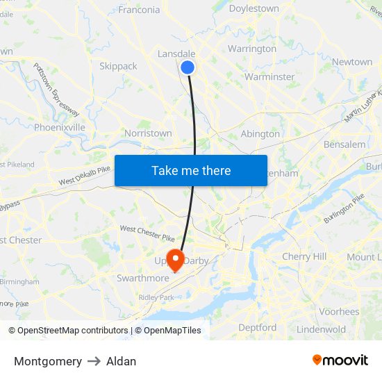 Montgomery to Aldan map