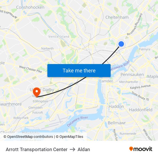 Arrott Transportation Center to Aldan map