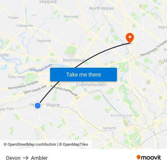 Devon to Ambler map