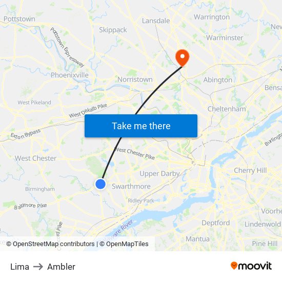 Lima to Ambler map