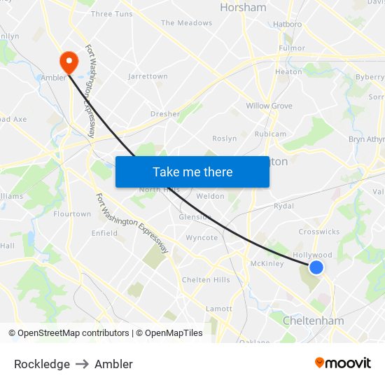 Rockledge to Ambler map