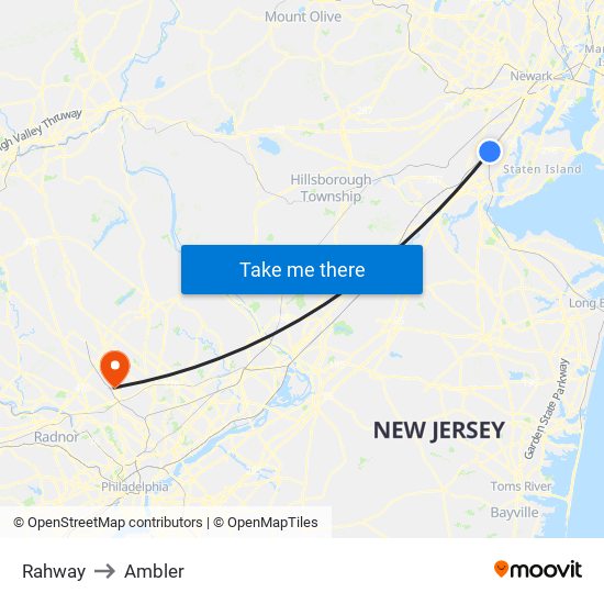 Rahway to Ambler map