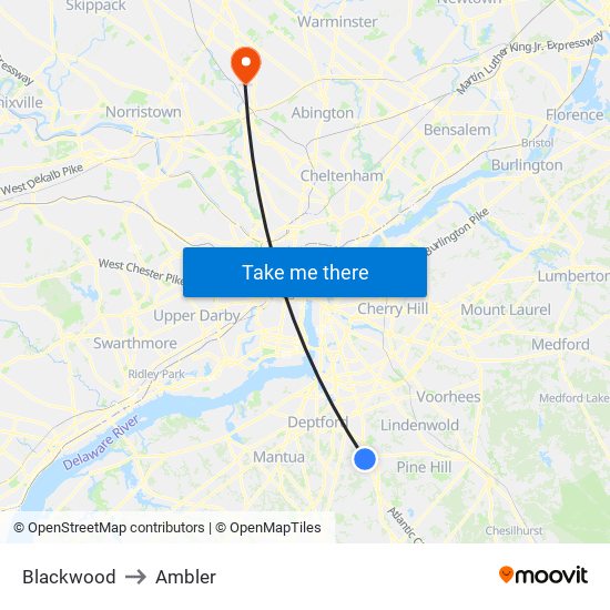 Blackwood to Ambler map