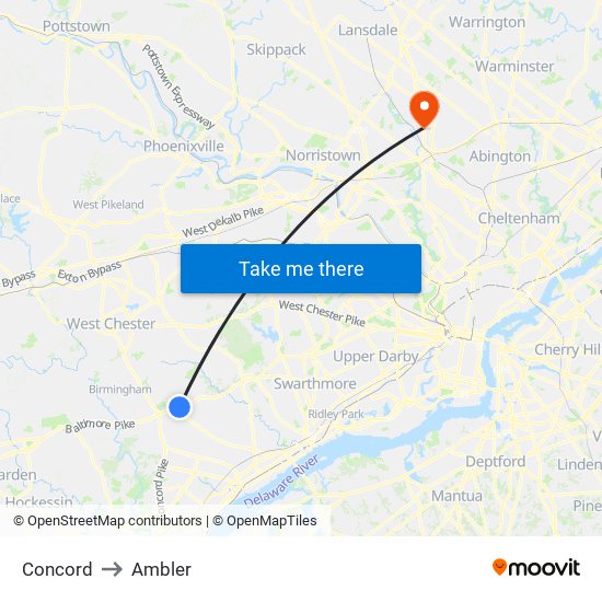 Concord to Ambler map