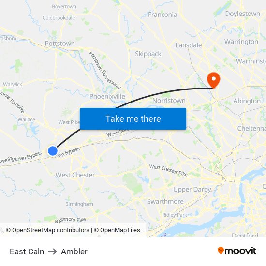 East Caln to Ambler map