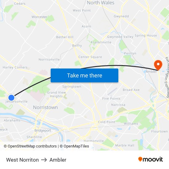 West Norriton to Ambler map