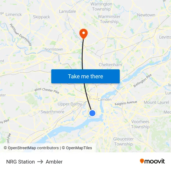 NRG Station to Ambler map