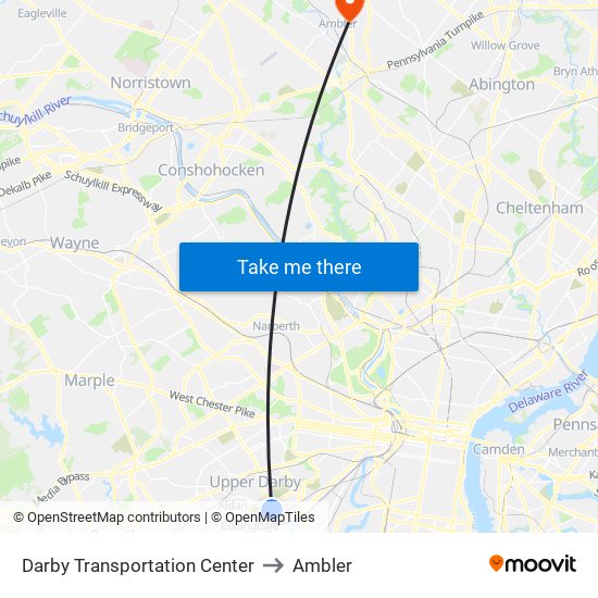 Darby Transportation Center to Ambler map