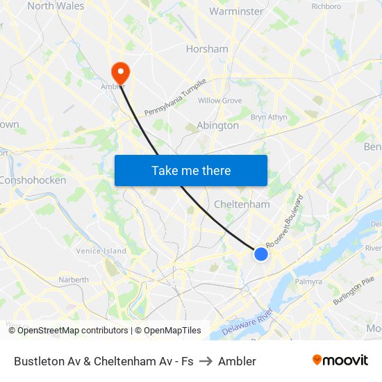 Bustleton Av & Cheltenham Av - Fs to Ambler map