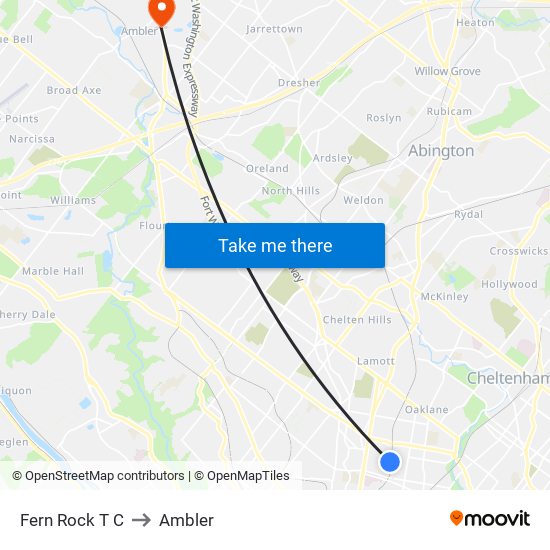 Fern Rock T C to Ambler map