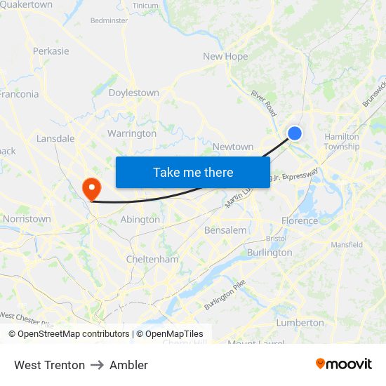 West Trenton to Ambler map