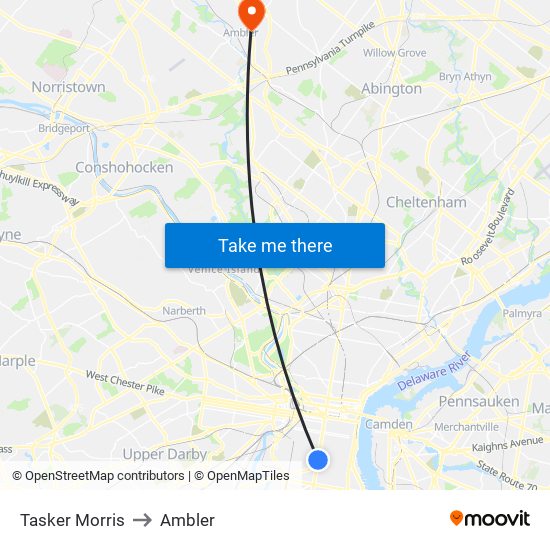 Tasker Morris to Ambler map