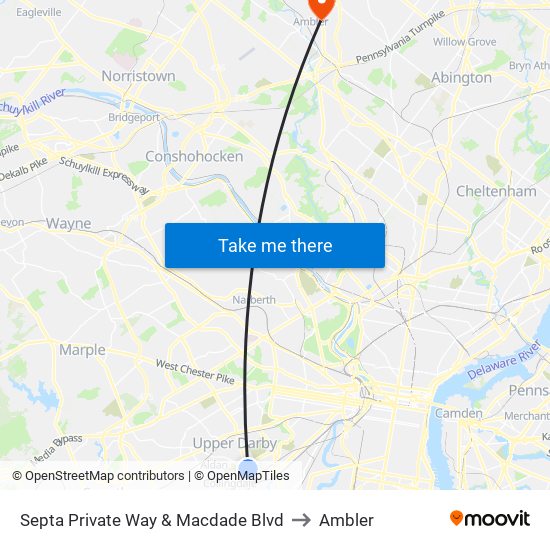 Septa Private Way & Macdade Blvd to Ambler map