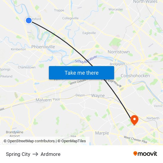 Spring City to Ardmore map