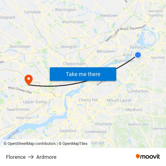 Florence to Ardmore map