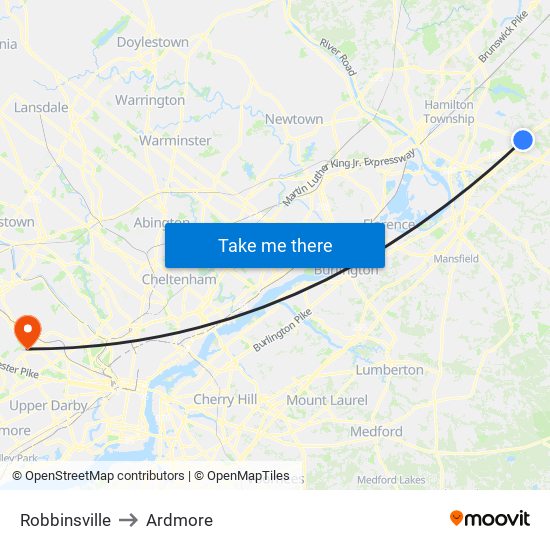 Robbinsville to Ardmore map