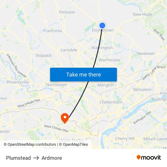 Plumstead to Ardmore map